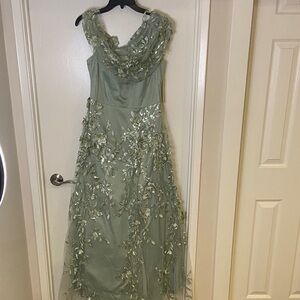 Eliza J One Shoulder Green Floral Dress